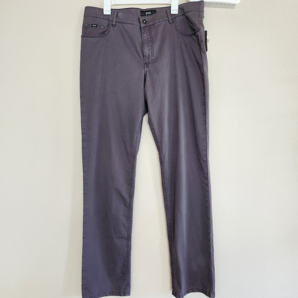 BRAX Mens Cooper Fancy Straight Leg Stretch Pants 40×36 Graphite Grey NWT